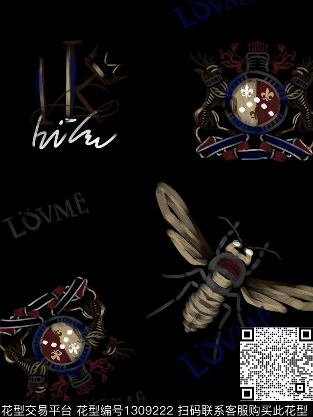 定位花字母简欧数码印花华亿平台下载（图片编号: 1309222） - 瓦栏（Walan）