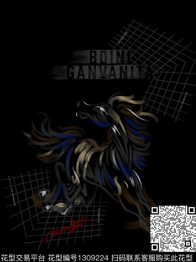 定位花简欧手绘数码印花华亿平台下载（图片编号: 1309224） - 瓦栏（Walan）