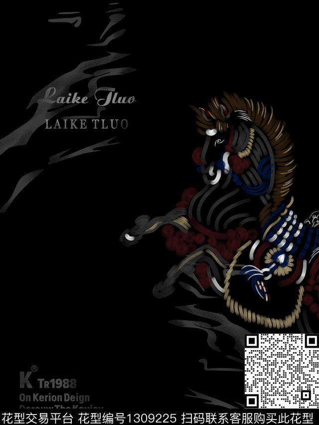 定位花简欧手绘数码印花华亿平台下载（图片编号: 1309225） - 瓦栏（Walan）