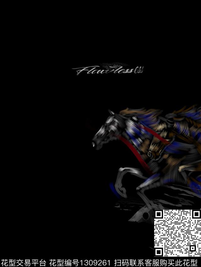 定位花字母手绘数码印花华亿平台下载（图片编号: 1309261） - 瓦栏（Walan）