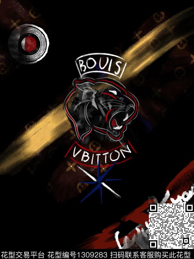 定位花字母豹子数码印花华亿平台下载（图片编号: 1309283） - 瓦栏（Walan）