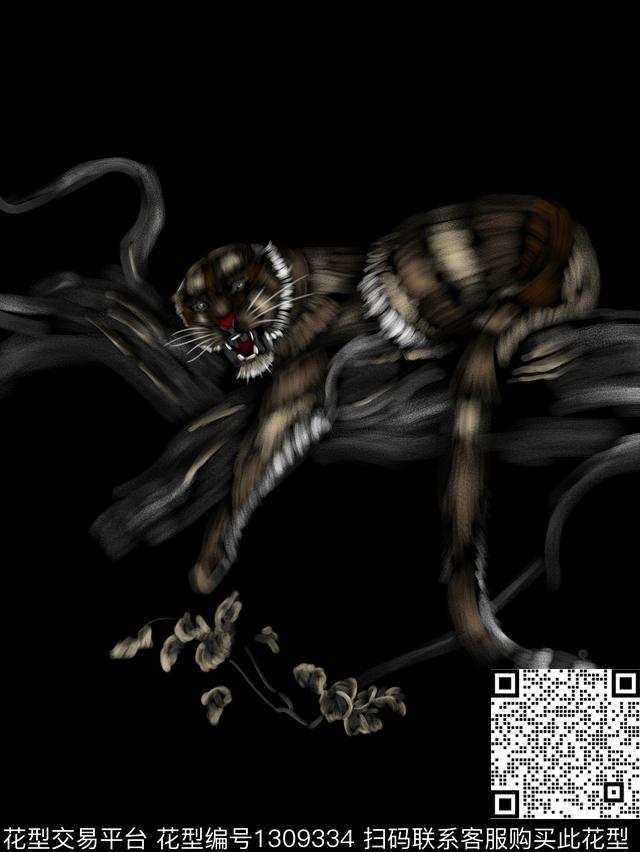 定位花树枝豹子数码印花华亿平台下载（图片编号: 1309334） - 瓦栏（Walan）