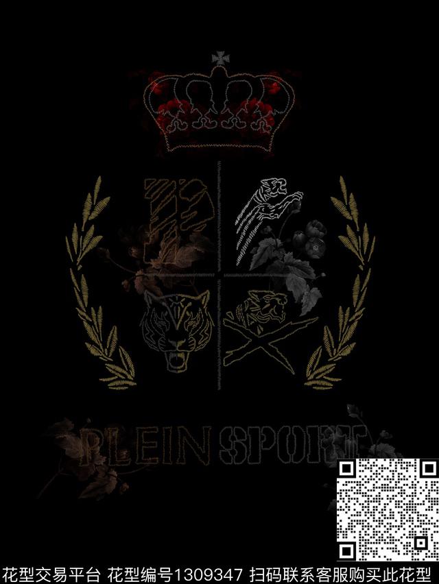 定位花字母简欧数码印花华亿平台下载（图片编号: 1309347） - 瓦栏（Walan）