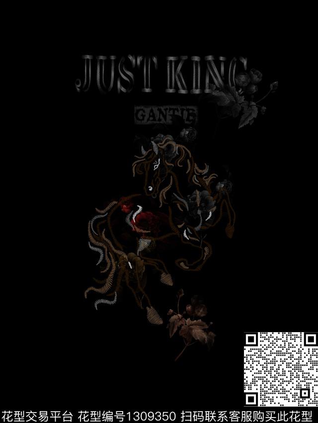 定位花字母线条数码印花华亿平台下载（图片编号: 1309350） - 瓦栏（Walan）