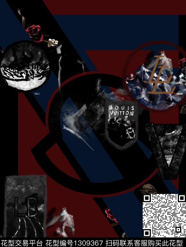 定位花几何大牌风数码印花华亿平台下载（图片编号: 1309367） - 瓦栏（Walan）