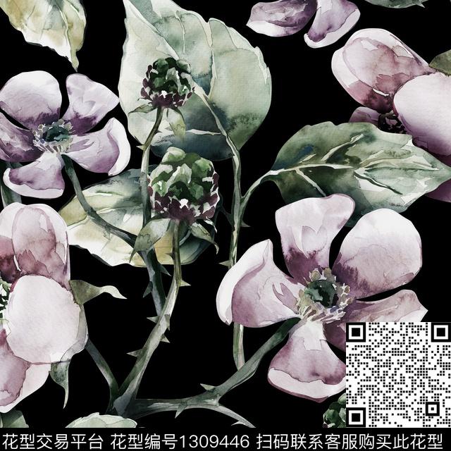 花卉潮牌大牌风数码印花华亿平台下载（图片编号: 1309446） - 瓦栏（Walan）