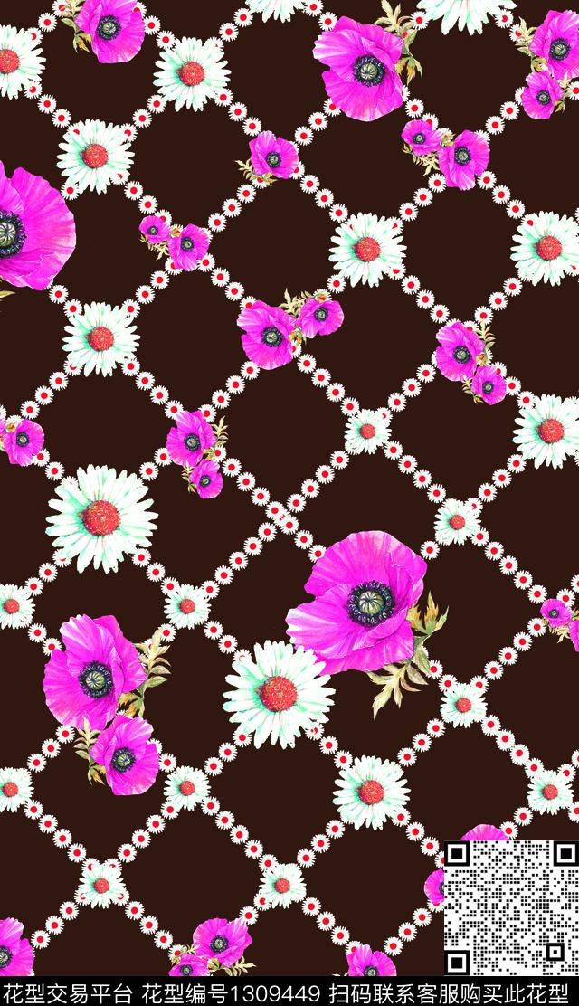 花卉潮牌大牌风数码印花华亿平台下载（图片编号: 1309449） - 瓦栏（Walan）