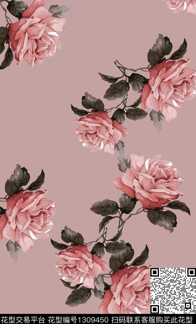 花卉潮牌大牌风数码印花华亿平台下载（图片编号: 1309450） - 瓦栏（Walan）