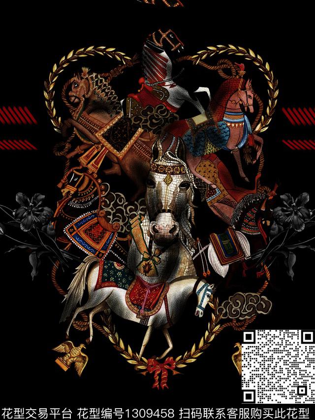 定位花动物手绘数码印花华亿平台下载（图片编号: 1309458） - 瓦栏（Walan）