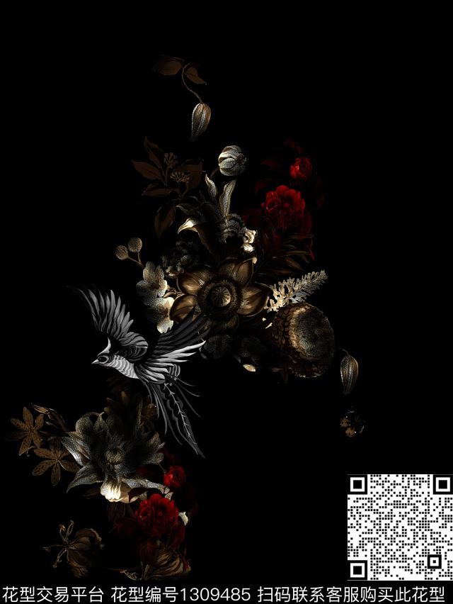 定位花鸟简欧数码印花华亿平台下载（图片编号: 1309485） - 瓦栏（Walan）