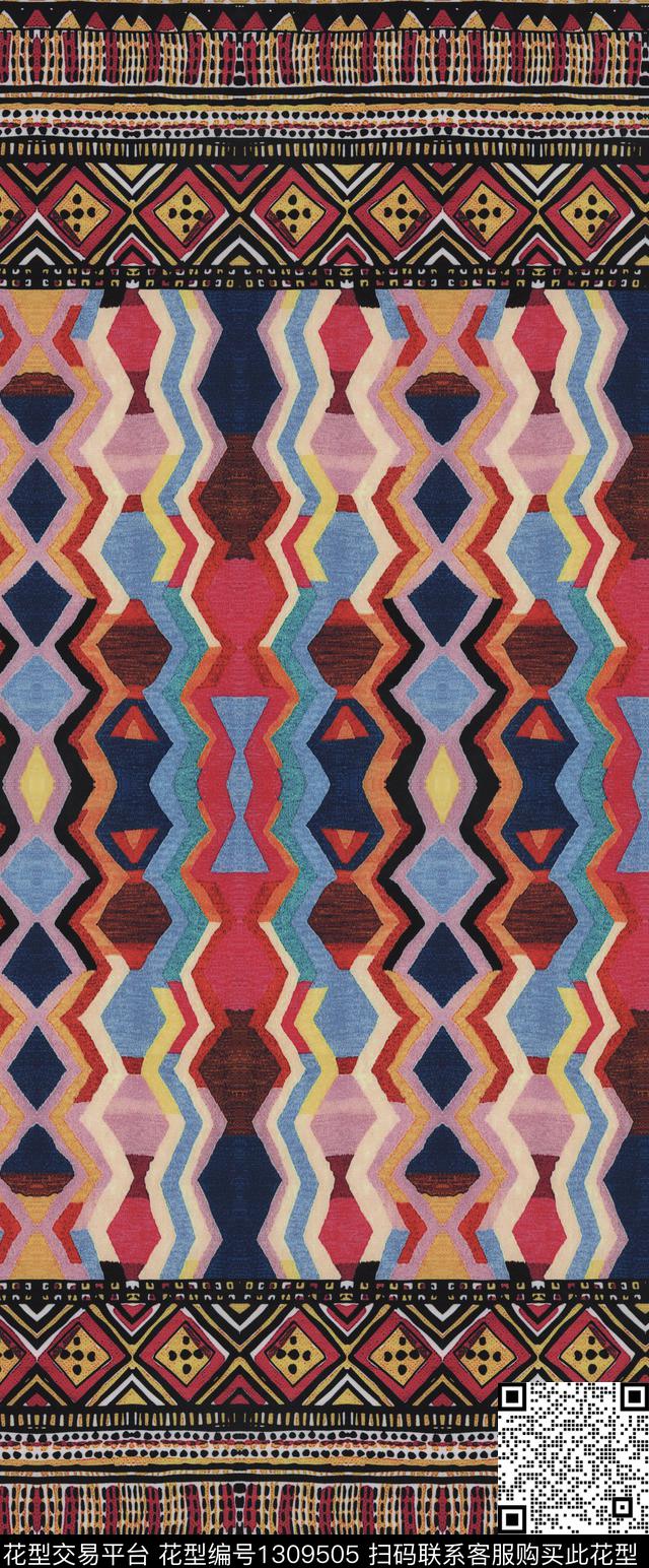 定位花几何潮牌数码印花华亿平台下载（图片编号: 1309505） - 瓦栏（Walan）