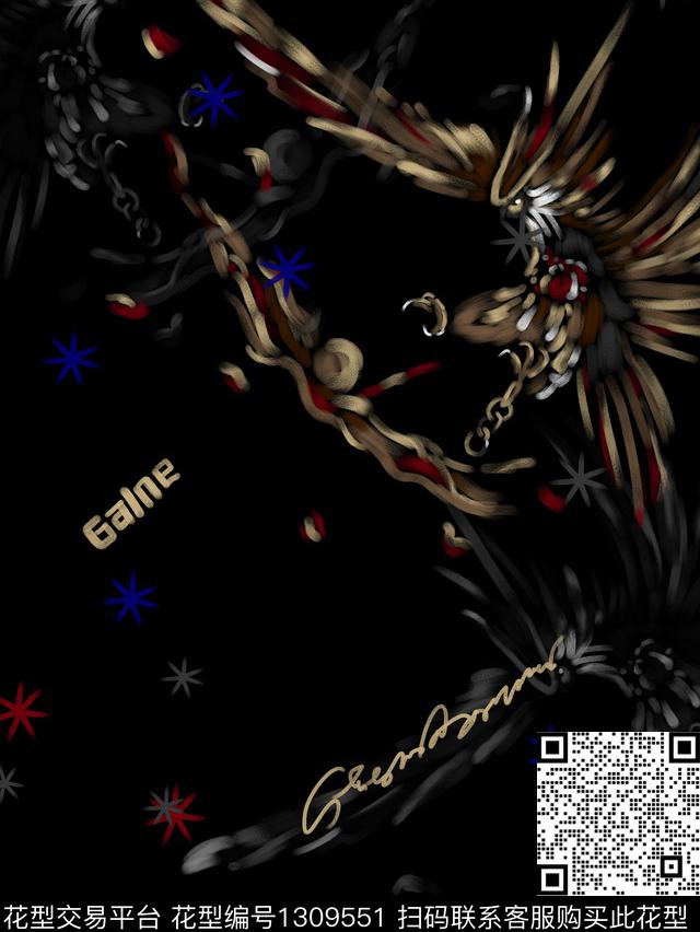 定位花翅膀抽象数码印花华亿平台下载（图片编号: 1309551） - 瓦栏（Walan）