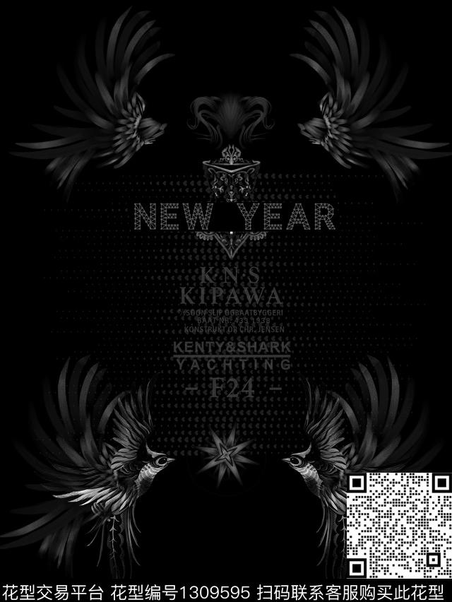 定位花字母鸟数码印花华亿平台下载（图片编号: 1309595） - 瓦栏（Walan）