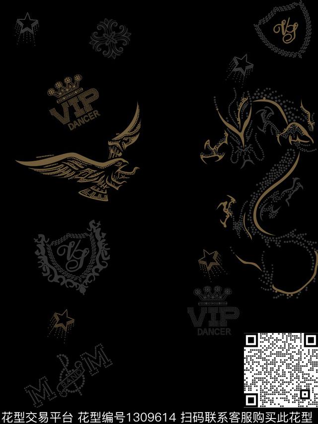 定位花龙徽章传统印花华亿平台下载（图片编号: 1309614） - 瓦栏（Walan）