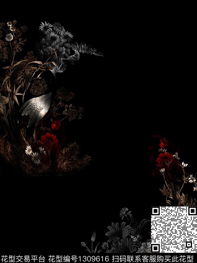 定位花仙鹤简欧数码印花华亿平台下载（图片编号: 1309616） - 瓦栏（Walan）