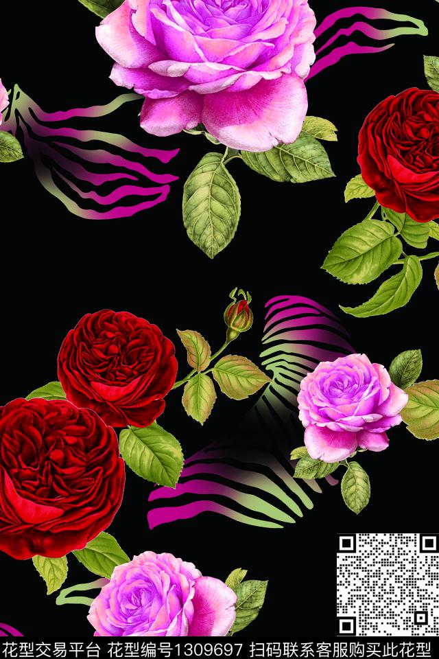 花卉褪色花卉数码印花华亿平台下载（图片编号: 1309697） - 瓦栏（Walan）