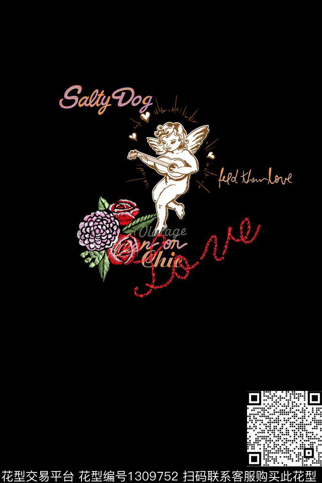 天使胸前独幅男装数码印花华亿平台下载（图片编号: 1309752） - 瓦栏（Walan）