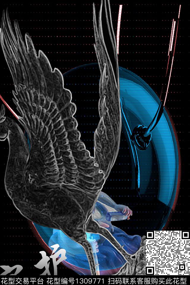 鸟复古大牌风数码印花华亿平台下载（图片编号: 1309771） - 瓦栏（Walan）