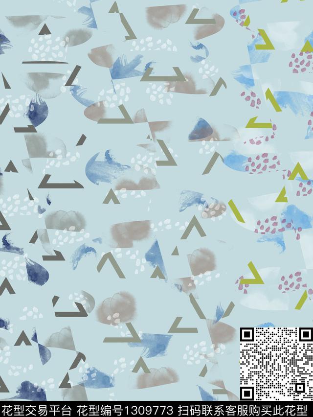 几何文艺抽象数码印花华亿平台下载（图片编号: 1309773） - 瓦栏（Walan）