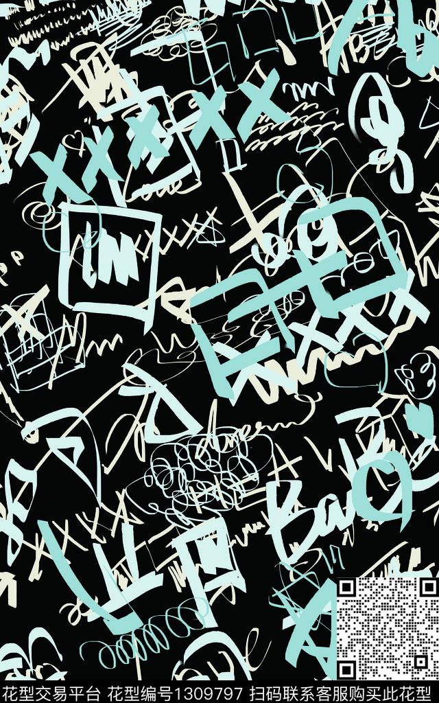 鞋朋克涂鸦传统印花华亿平台下载（图片编号: 1309797） - 瓦栏（Walan）