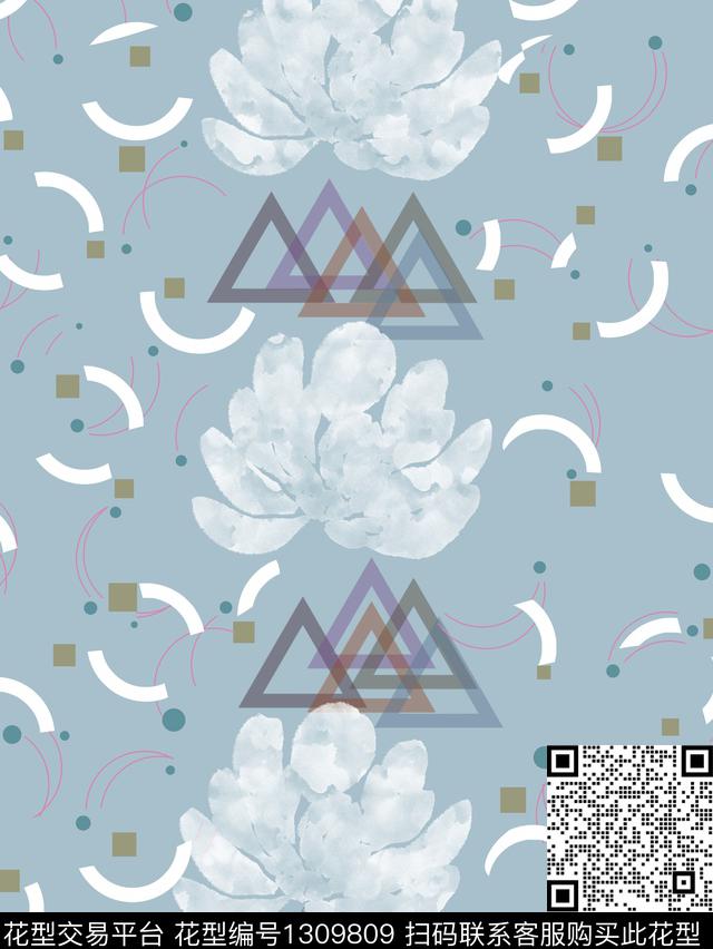 几何文艺抽象数码印花华亿平台下载（图片编号: 1309809） - 瓦栏（Walan）