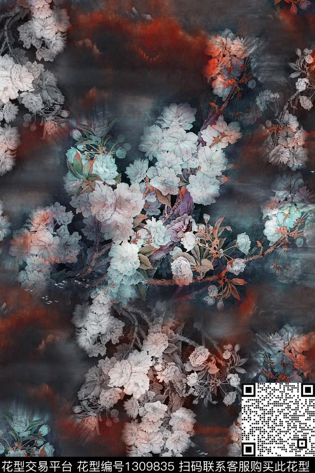 香云纱中国风复古旗袍华亿平台数码印花华亿平台下载（图片编号: 1309835） - 瓦栏（Walan）