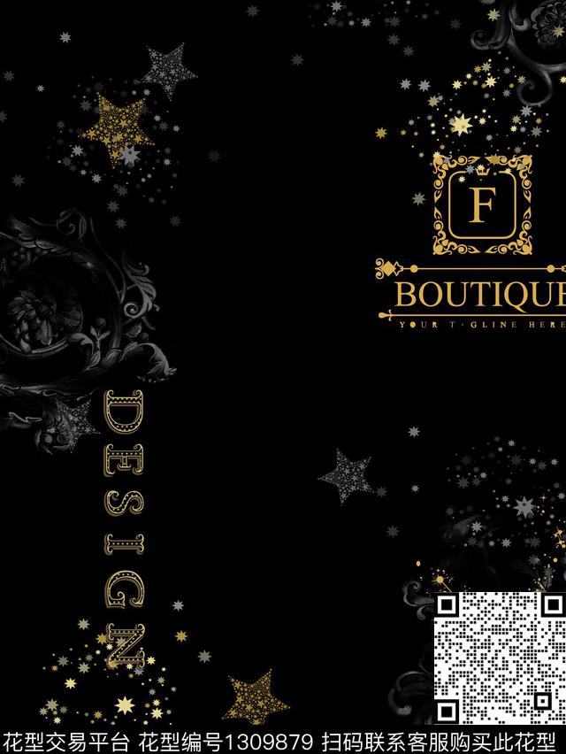 星星定位花字母数码印花华亿平台下载（图片编号: 1309879） - 瓦栏（Walan）