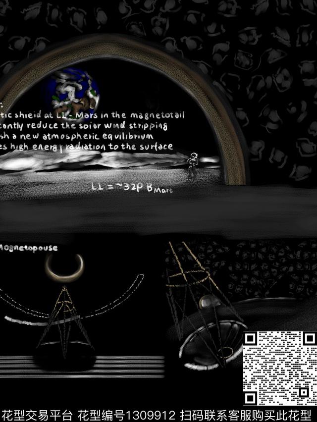 科技手绘雷达数码印花华亿平台下载（图片编号: 1309912） - 瓦栏（Walan）