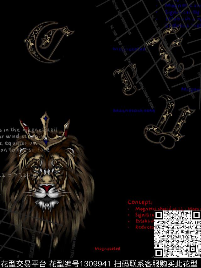 定位花字母手绘数码印花华亿平台下载（图片编号: 1309941） - 瓦栏（Walan）