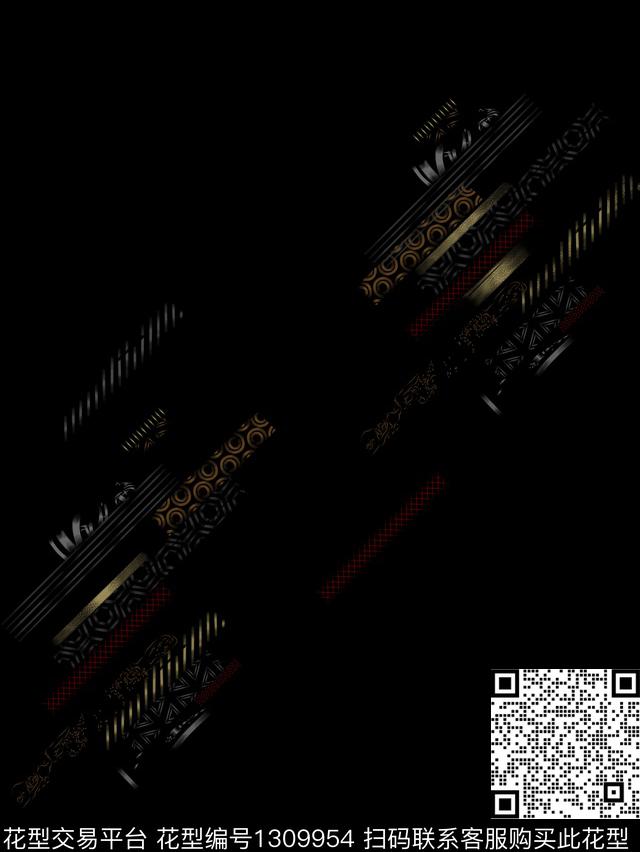 定位花几何纹理数码印花华亿平台下载（图片编号: 1309954） - 瓦栏（Walan）