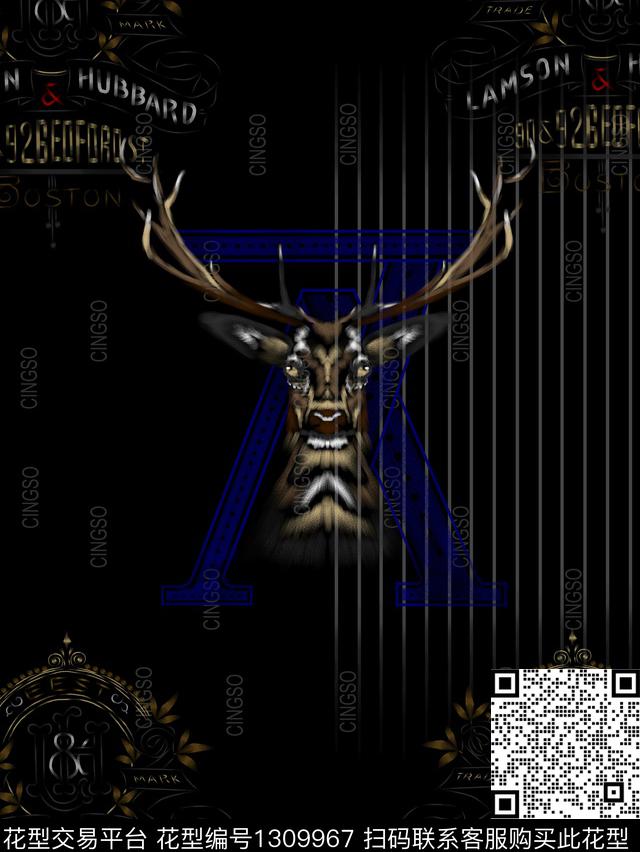 定位花字母简欧数码印花华亿平台下载（图片编号: 1309967） - 瓦栏（Walan）