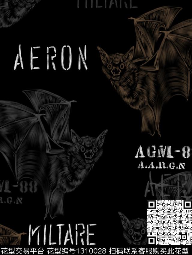 蝙蝠定位花字母数码印花华亿平台下载（图片编号: 1310028） - 瓦栏（Walan）