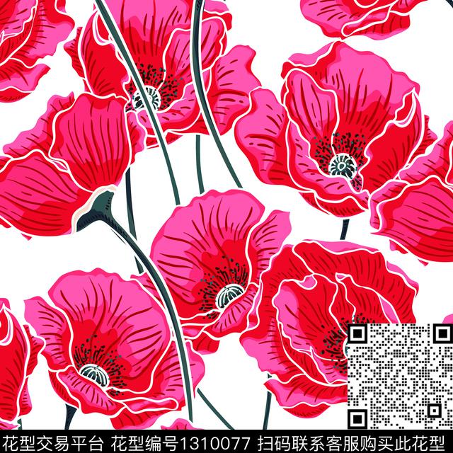 花卉潮牌大牌风传统印花华亿平台下载（图片编号: 1310077） - 瓦栏（Walan）