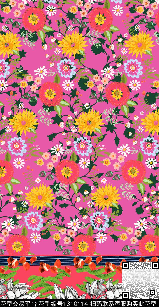 定位花民族风花卉数码印花华亿平台下载（图片编号: 1310114） - 瓦栏（Walan）