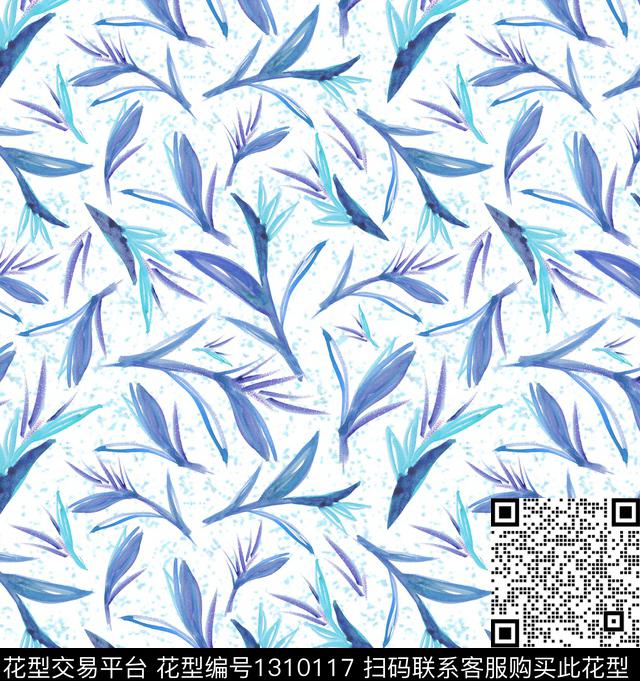 数码华亿平台清爽底花卉植物数码印花华亿平台下载（图片编号: 1310117） - 瓦栏（Walan）