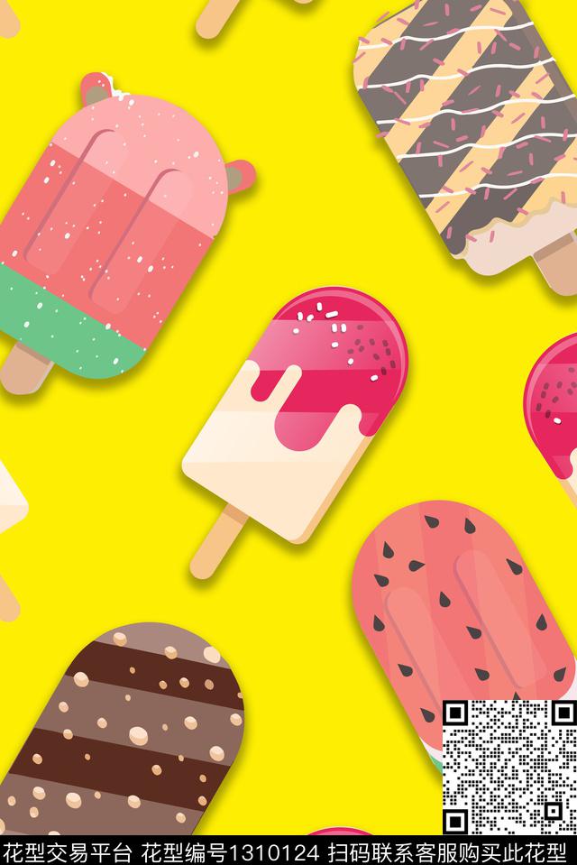 卡通冰激凌冰棍数码印花华亿平台下载（图片编号: 1310124） - 瓦栏（Walan）