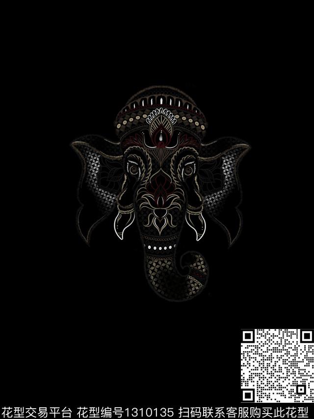 定位花大象手绘数码印花华亿平台下载（图片编号: 1310135） - 瓦栏（Walan）