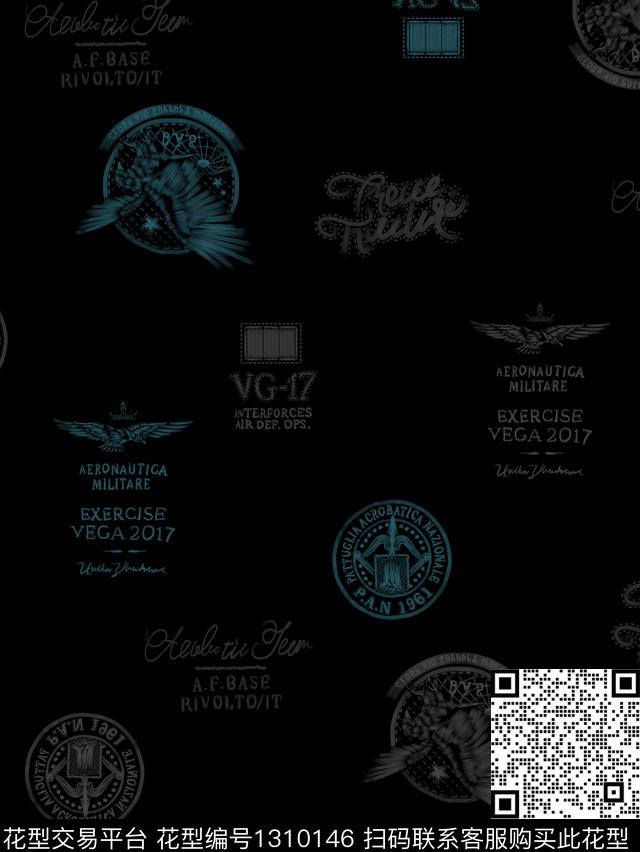 定位花字母简欧数码印花华亿平台下载（图片编号: 1310146） - 瓦栏（Walan）