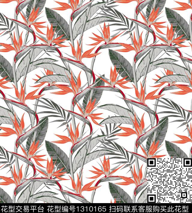 数码华亿平台清爽底花卉植物数码印花华亿平台下载（图片编号: 1310165） - 瓦栏（Walan）