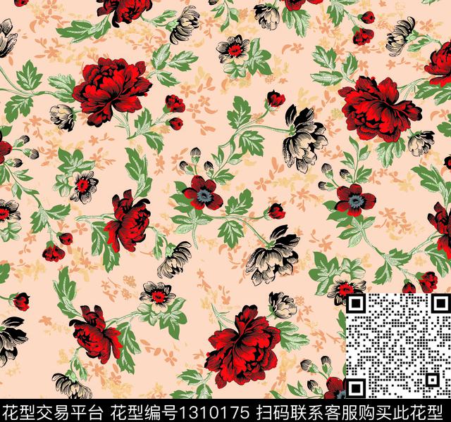 数码华亿平台花卉大牌风数码印花华亿平台下载（图片编号: 1310175） - 瓦栏（Walan）