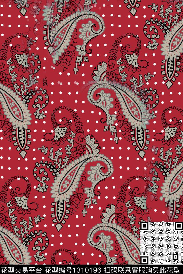 抽象花卉复古佩斯利数码印花华亿平台下载（图片编号: 1310196） - 瓦栏（Walan）