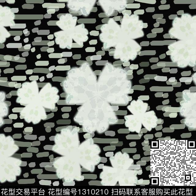 几何花卉圆圈与波点数码印花华亿平台下载（图片编号: 1310210） - 瓦栏（Walan）