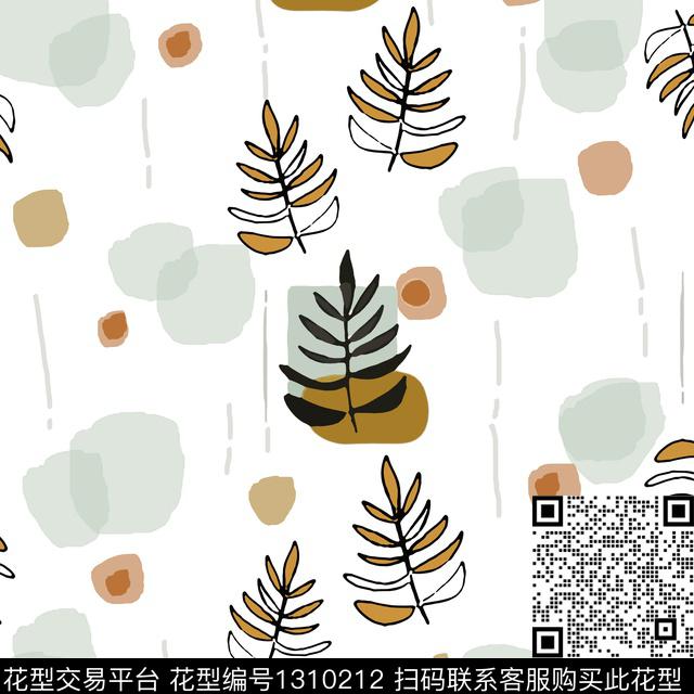 几何花卉圆圈与波点传统印花华亿平台下载（图片编号: 1310212） - 瓦栏（Walan）