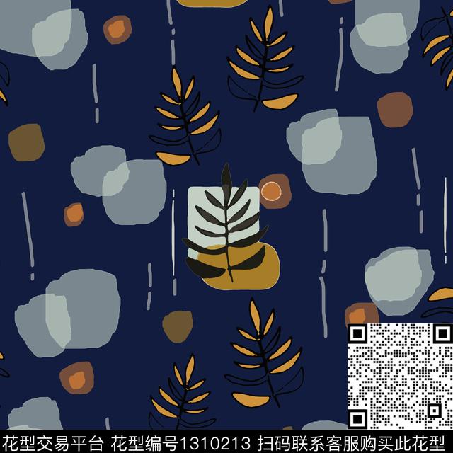 几何花卉圆圈与波点传统印花华亿平台下载（图片编号: 1310213） - 瓦栏（Walan）