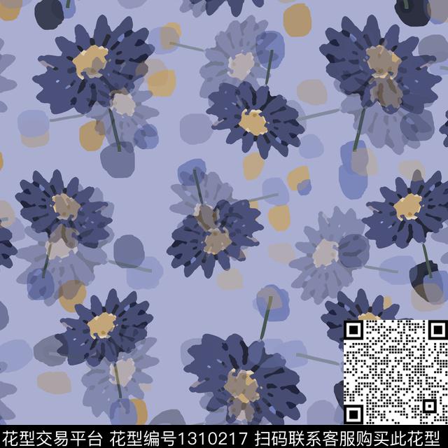 几何花卉小雏菊数码印花华亿平台下载（图片编号: 1310217） - 瓦栏（Walan）