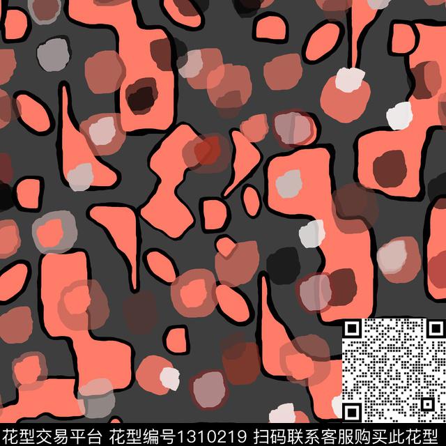 几何抽象圆圈与波点数码印花华亿平台下载（图片编号: 1310219） - 瓦栏（Walan）