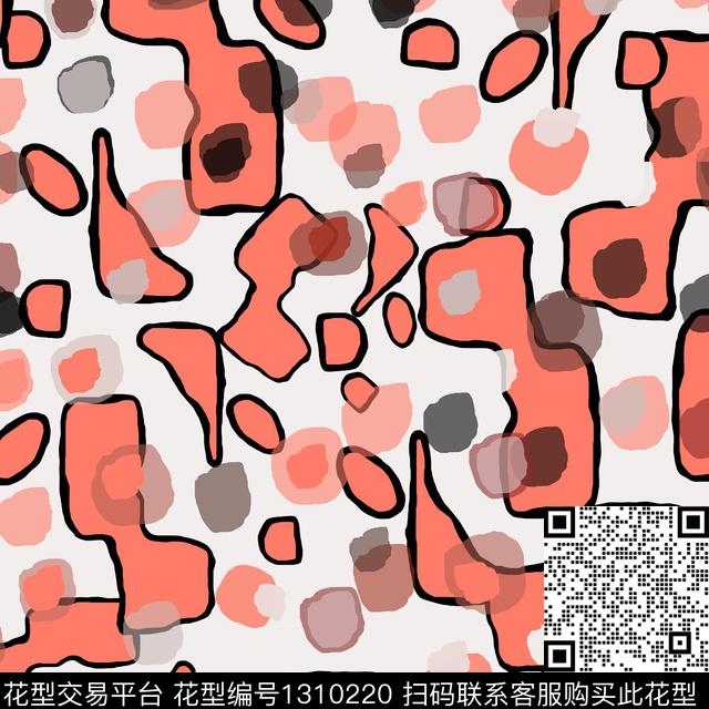 几何抽象圆圈与波点数码印花华亿平台下载（图片编号: 1310220） - 瓦栏（Walan）