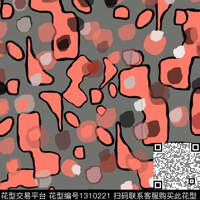 几何抽象圆圈与波点数码印花华亿平台下载（图片编号: 1310221） - 瓦栏（Walan）