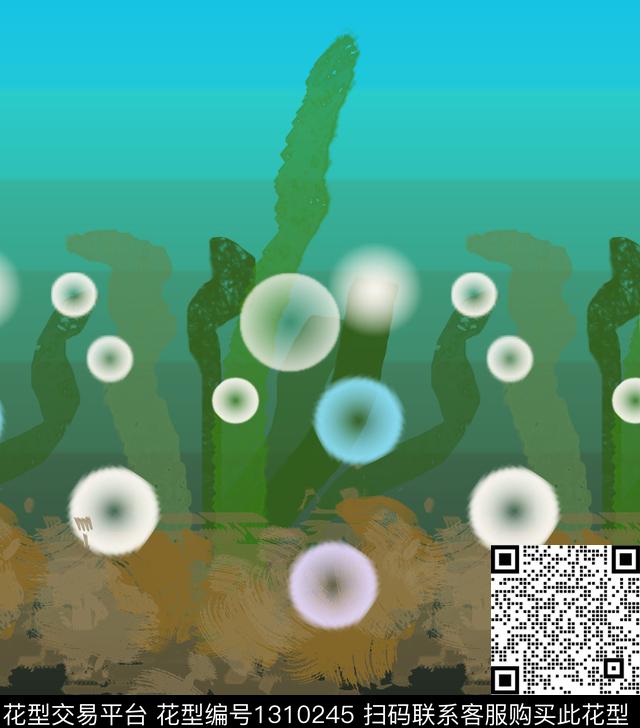 绘画水草抽象数码印花华亿平台下载（图片编号: 1310245） - 瓦栏（Walan）