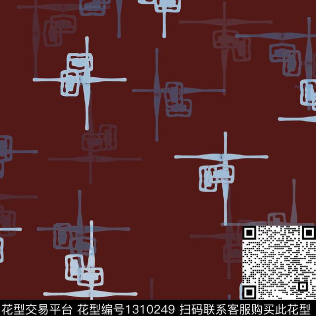 几何格子手绘线条笔触数码印花华亿平台下载（图片编号: 1310249） - 瓦栏（Walan）